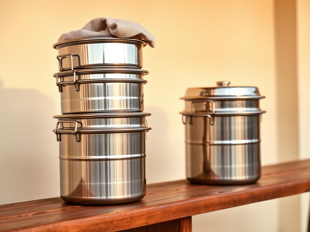 Steel tiffin carriers packed for delivery